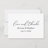 Moderne kalligrafie Liefde Bedankt Trouwnotitie (Voorkant)