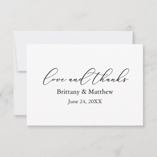 Moderne kalligrafie Liefde Bedankt Trouwnotitie (Voorkant)