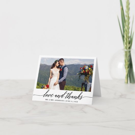 Moderne kalligrafie Liefde Bedankt Trouwnotitie (Voorkant)