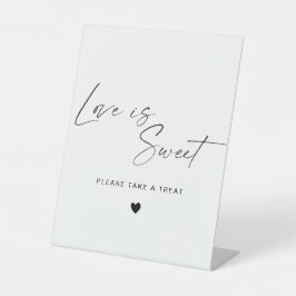 Moderne kalligrafie Liefde is zoet Bruiloft Reclamebord Met Voetstuk