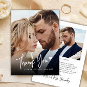 Moderne kalligrafie Love Heart 2 Fotobruiloft Bedankkaart