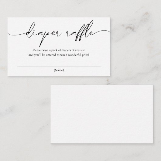 Moderne Kalligrafie Luier Raffle Enclosure Kaart (Voorkant / Achterkant)