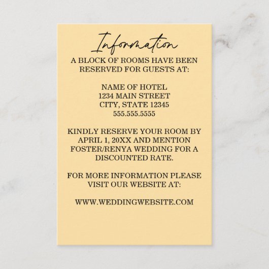 Moderne kalligrafie Magnolia bruiloft Informatiekaartje (Voorkant)