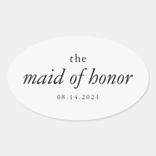 Moderne Kalligrafie Maid of Honor Bruiloft Ovale Sticker