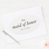 Moderne Kalligrafie Maid of Honor Bruiloft Ovale Sticker (Envelop)