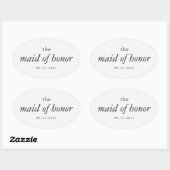 Moderne Kalligrafie Maid of Honor Bruiloft Ovale Sticker (Vel)