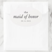Moderne Kalligrafie Maid of Honor Bruiloft Ovale Sticker (Tas)