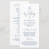 Moderne kalligrafie, marineblauw, huwelijksceremon programmakaart (Voorkant / Achterkant)