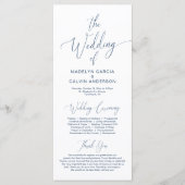 Moderne kalligrafie, marineblauw, huwelijksceremon programmakaart (Voorkant)