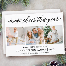 Moderne kalligrafie Meer vreugde dit jaar 3 foto Feestdagenkaart