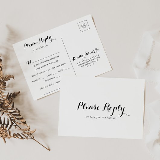 Moderne kalligrafie Menu Keuze RSVP Briefkaart