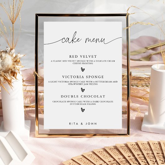 Moderne kalligrafie Menu Taart Taart Taart Taart T Poster