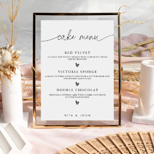 Moderne kalligrafie Menu Taart Trouwtaart Bord Poster