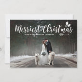 Moderne kalligrafie Merriest Christmas Wedding Feestdagenkaart (Voorkant)