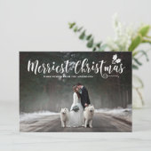 Moderne kalligrafie Merriest Christmas Wedding Feestdagenkaart (Staand voorkant)