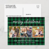 Moderne kalligrafie Merry Kerstmis 3 Foto Briefkaart (Voorkant / Achterkant)
