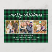 Moderne kalligrafie Merry Kerstmis 3 Foto Briefkaart (Voorkant)