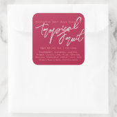 Moderne kalligrafie met donkerroze kaars vierkante sticker (Tas)