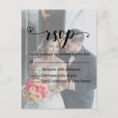 moderne kalligrafie met fris foto rsvp bruiloft uitnodiging briefkaart (Voorkant)