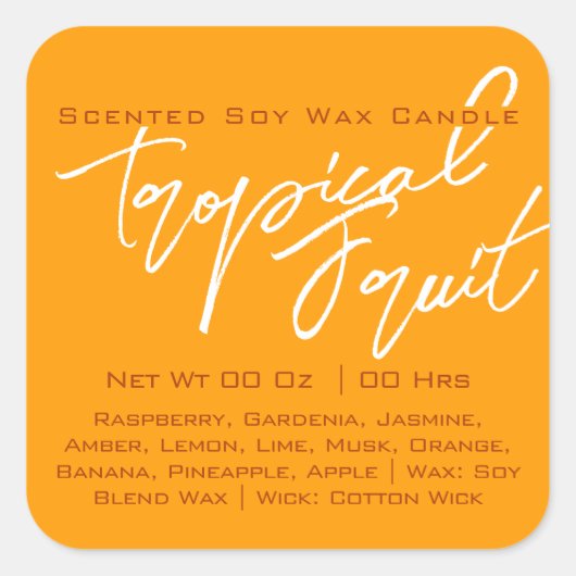 Moderne kalligrafie met gele Oranje kaars Vierkante Sticker (Voorkant)