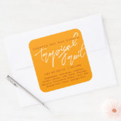 Moderne kalligrafie met gele Oranje kaars Vierkante Sticker (Envelop)