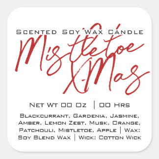 Moderne kalligrafie met witte zwarte kaars vierkante sticker