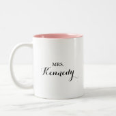 Moderne kalligrafie mevrouw Pas getrouwd Bride Tweekleurige Koffiemok (Links)