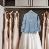 Moderne kalligrafie mevrouw trouwdag denim jacket