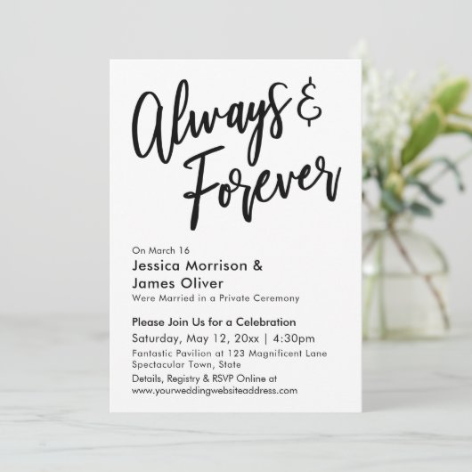 Moderne kalligrafie Minimalistisch Altijd & Voor a Kaart (Staand voorkant)