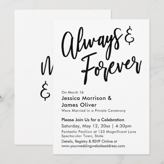 Moderne kalligrafie Minimalistisch Altijd & Voor a Kaart (Voorkant / Achterkant)