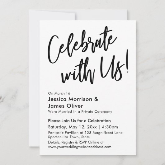 Moderne kalligrafie Minimalistisch Vieren met ons! Kaart (Voorkant)