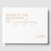 Moderne kalligrafie minimalistisch withuwelijk gastenboek (Voorkant)