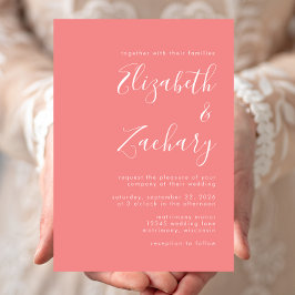 Moderne kalligrafie Minimalistische Coral Wedding Kaart