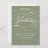 Moderne kalligrafie Minimalistische Sage Green Wed Kaart (Voorkant)