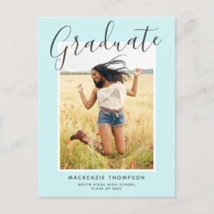 Moderne kalligrafie Mint Green Photo Afstuderen Briefkaart