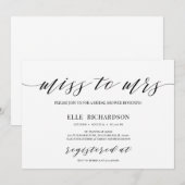 Moderne kalligrafie mist mevrouw vrijgezellenfeest kaart (Voorkant / Achterkant)