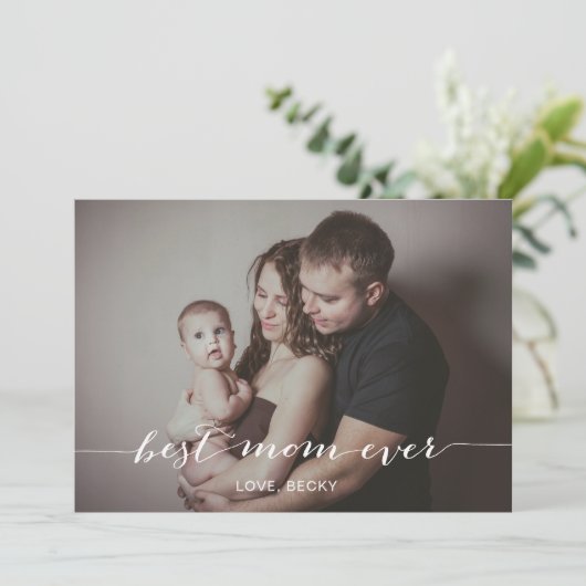 Moderne kalligrafie-Moederdag fotokaart Kaart (Staand voorkant)