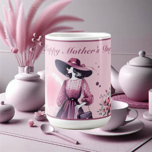 Moderne kalligrafie Moeders Foto Plum Waterverf Koffiemok