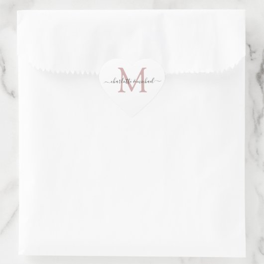 Moderne kalligrafie Monogram hart Sticker (Tas)