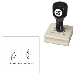 Moderne kalligrafie Monogram minimalistisch huweli Rubberstempel