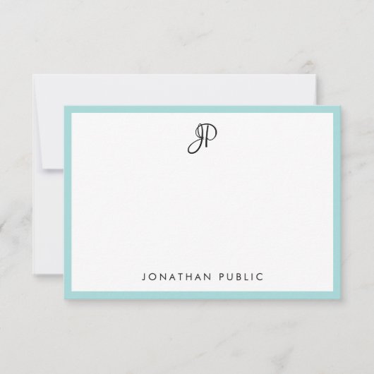 Moderne kalligrafie Monogrammen Eenvoudige Sjabloo Notitiekaartje (Voorkant)