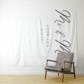 Moderne kalligrafie Mr. en Mrs Wedding Tapestry Wandkleed (In Situ (horizontaal))