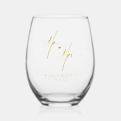 Moderne Kalligrafie Mr. & Mrs Gold ID1025 Wijnglas Zonder Voet (Voorkant)