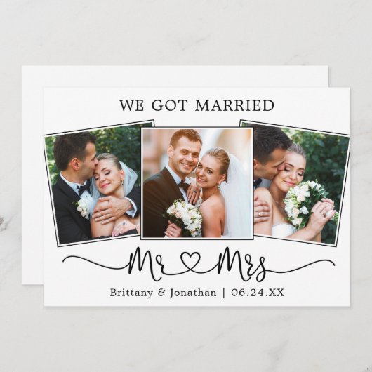 Moderne kalligrafie, Mr Mrs. We zijn getrouwd Aankondiging (Voorkant / Achterkant)
