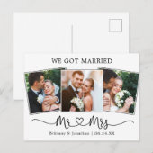 Moderne kalligrafie, Mrs Heart, we zijn getrouwd Briefkaart (Voorkant / Achterkant)