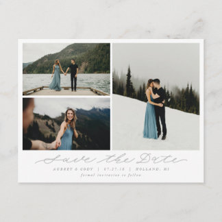 Moderne kalligrafie Multi-Photo Save the Date
