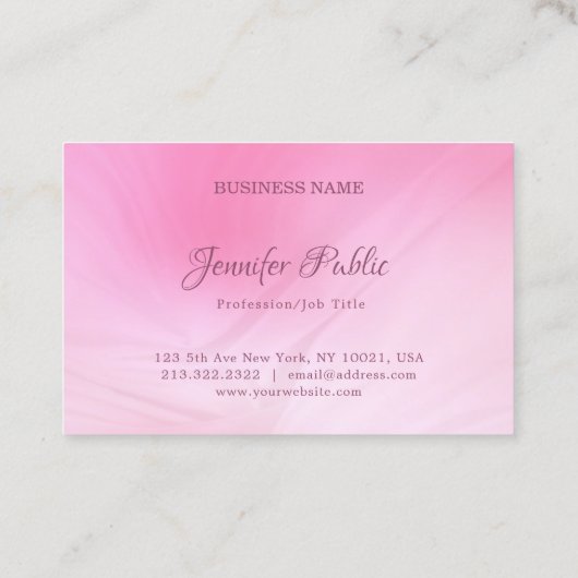 Moderne kalligrafie naam Elegante roze Sjabloon Visitekaartje (Achterkant)