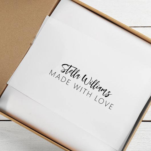 Moderne kalligrafie naam gemaakt met liefde  zelfinktende stempel