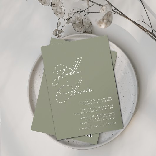 Moderne kalligrafie namen QR-code bruiloft Kaart