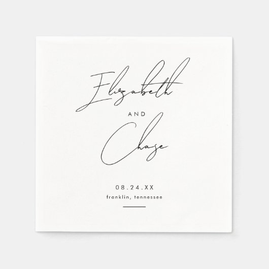 Moderne kalligrafie Namen Stijlvolle bruiloft Servet (Voorkant)